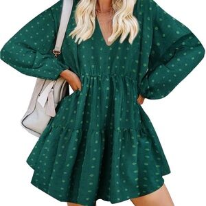 NWT FANCYINN Green Tunic Style Long Sleeve Dress Size Medium